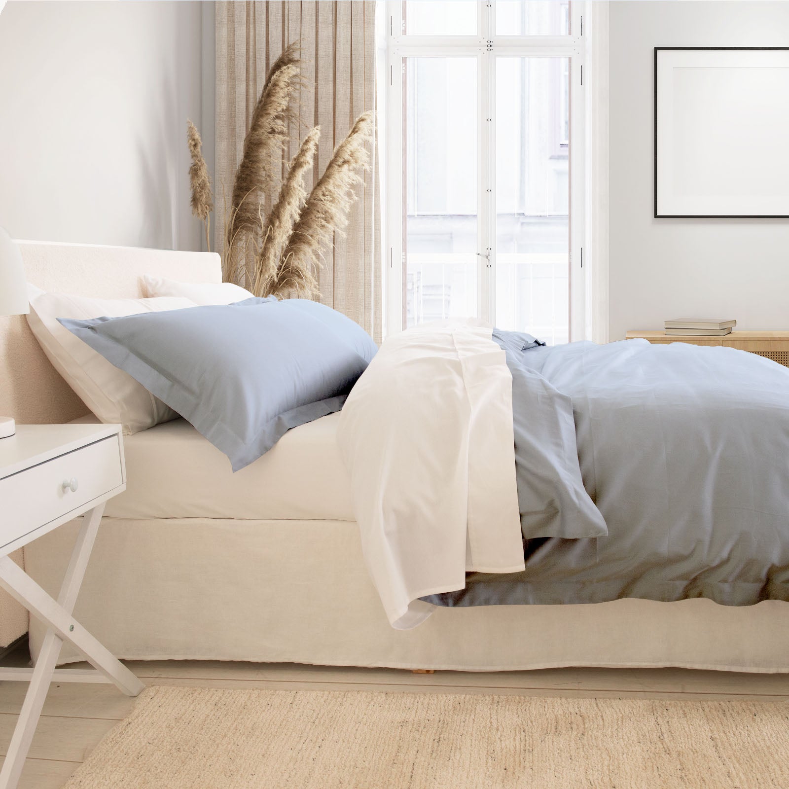 Royal Comfort - Balmain 1000TC Bamboo cotton Quilt Cover Sets (Queen) - Blue Fog-1951134823645057026