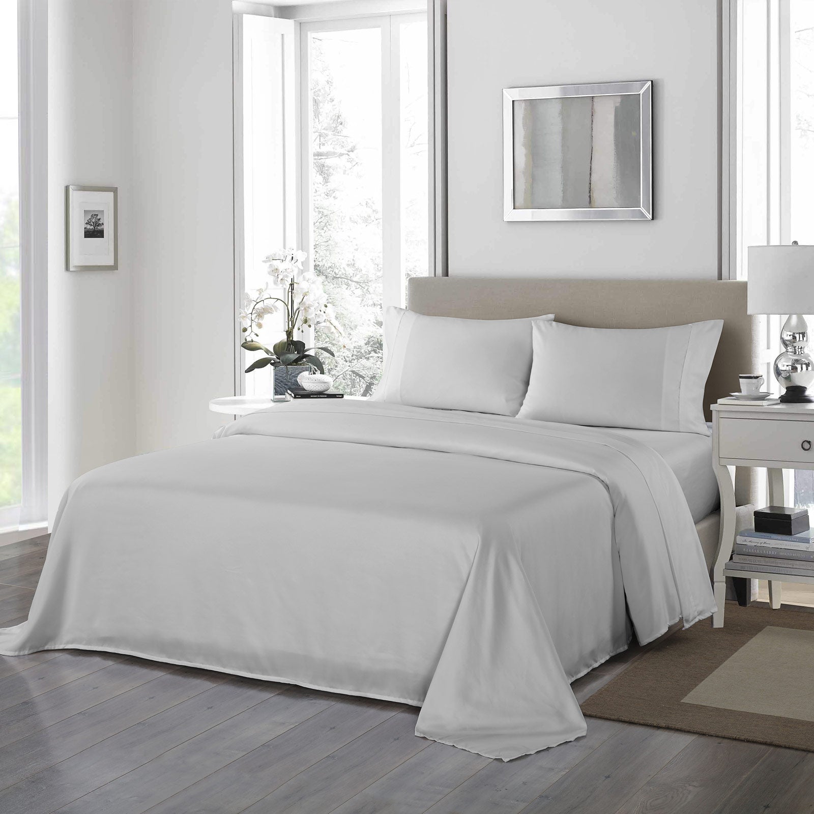 Royal Comfort 1200TC Ultrasoft 4 Piece Sheet Set - King - Silver-1951134858914959360