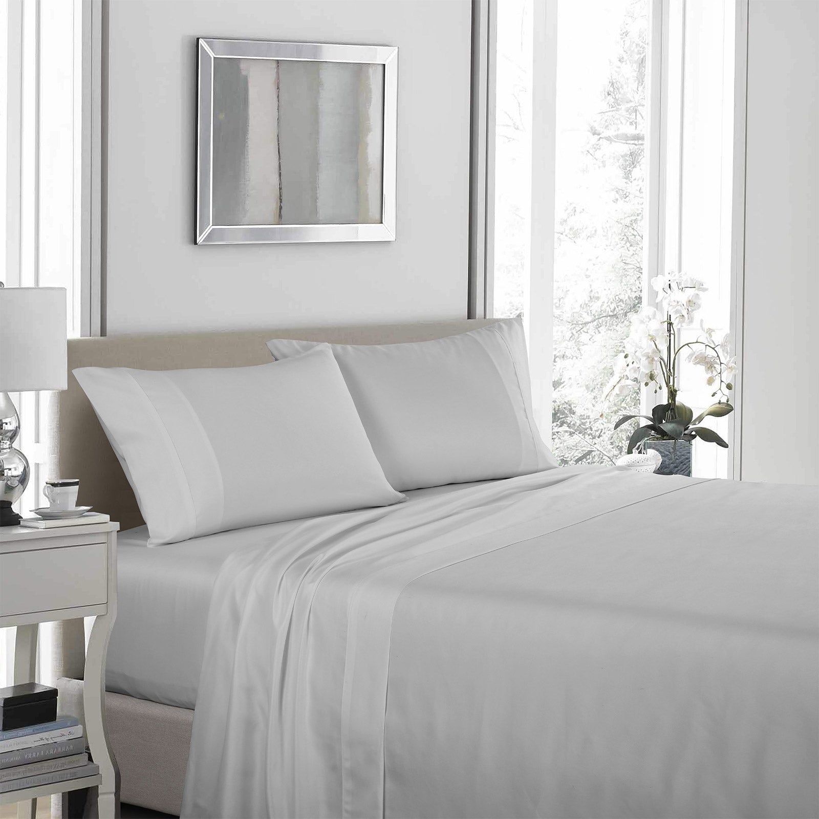 Royal Comfort 1200TC Ultrasoft 4 Piece Sheet Set - King - Silver-1951134858914959361