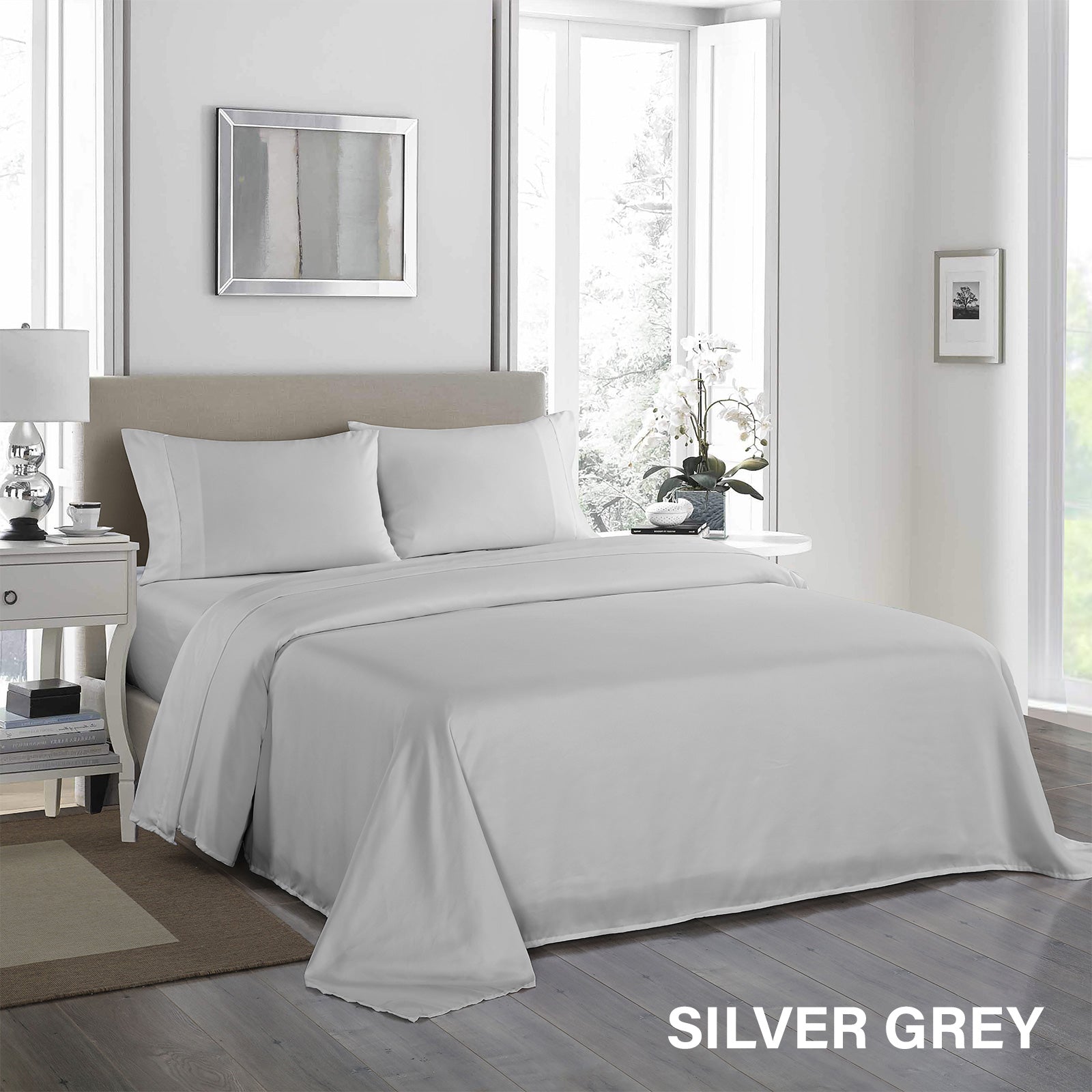 Royal Comfort 1200TC Ultrasoft 4 Piece Sheet Set - King - Silver-1951134858914959365