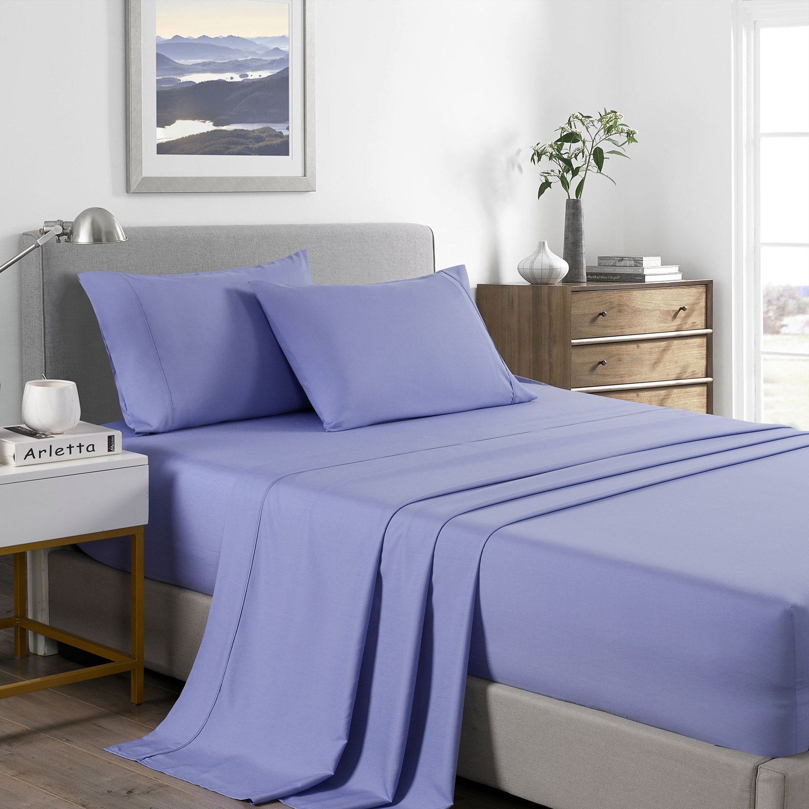 Royal Comfort Bamboo Cooling 2000TC Sheet Set - Queen-Mid Blue-1951134861284741120