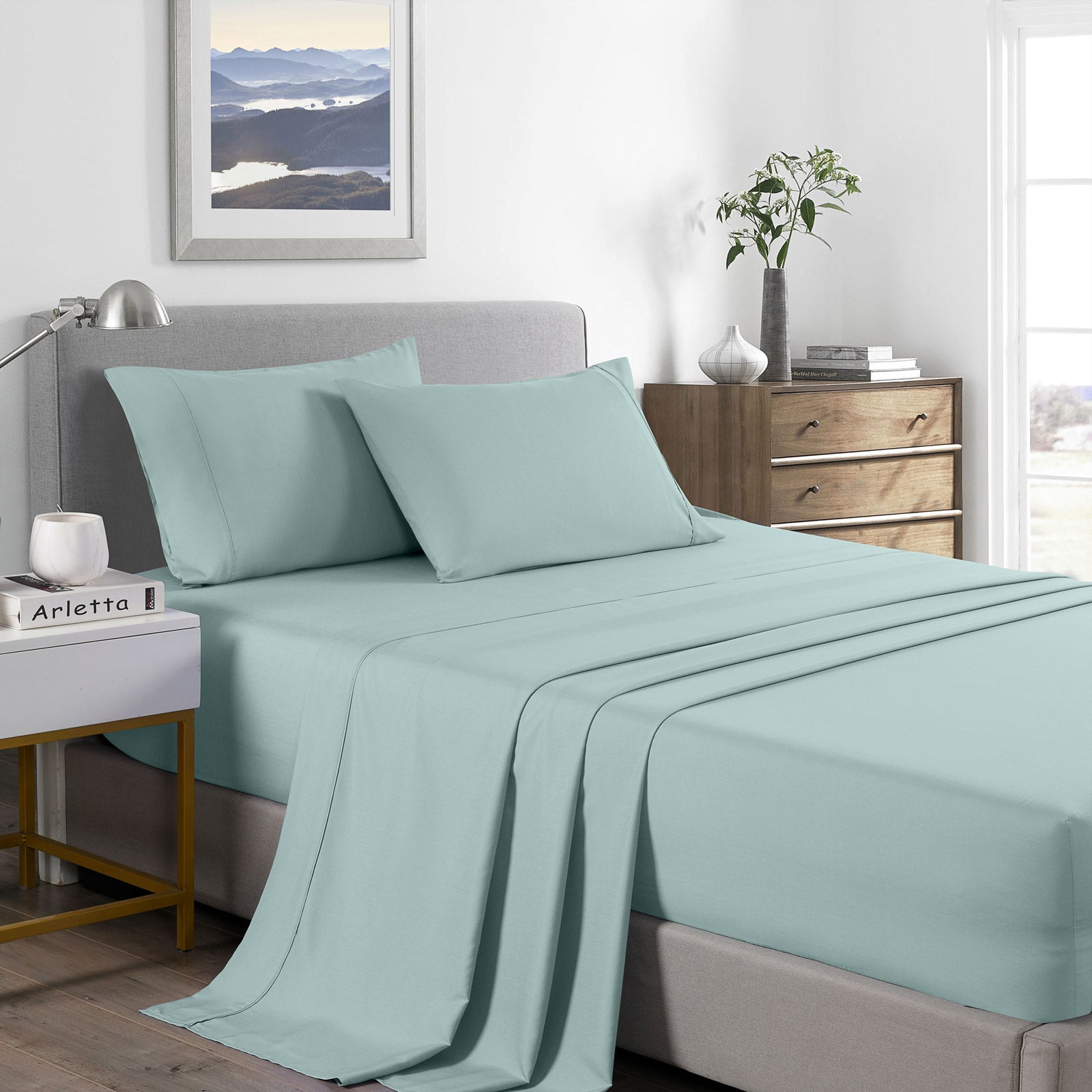 Royal Comfort Bamboo Cooling 2000TC Sheet Set - King-Frost-1951134862299762688