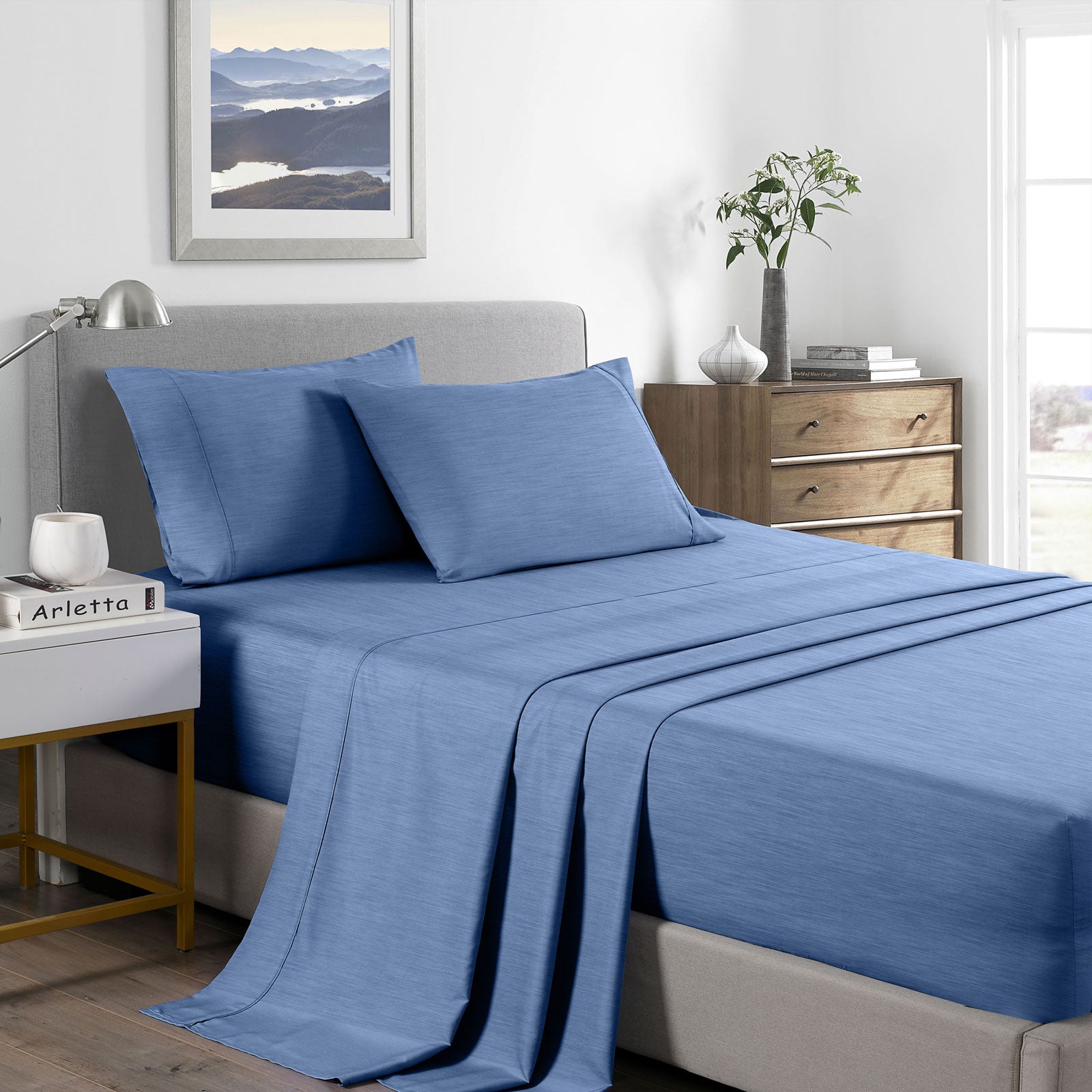 Royal Comfort Bamboo Cooling 2000TC Sheet Set - Single-Denim-1951134863620968448