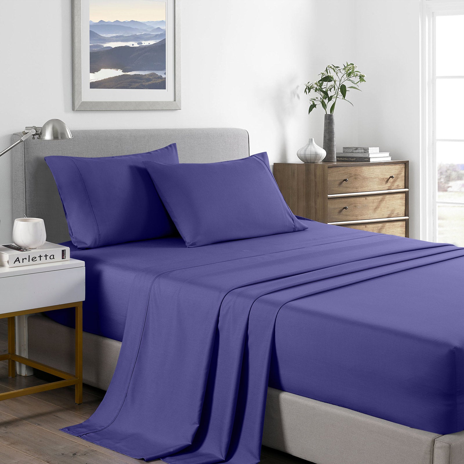 Royal Comfort Bamboo Cooling 2000TC Sheet Set - Single-Royal Blue-1951134864631795712