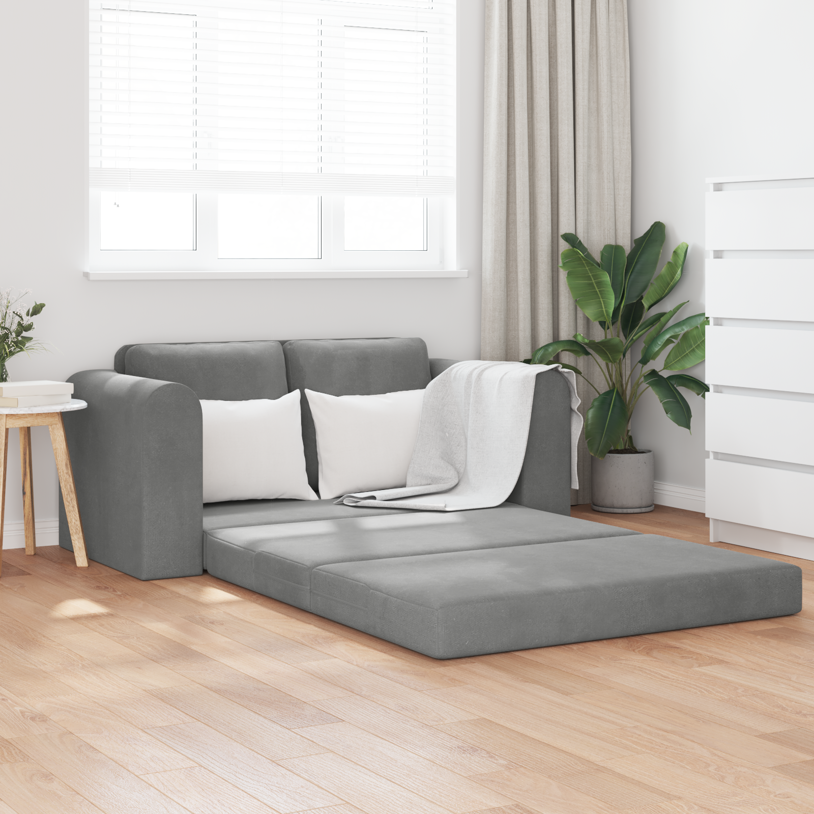 Sofa Bed Dark Grey 148 x 71 x 83 cm Velvet