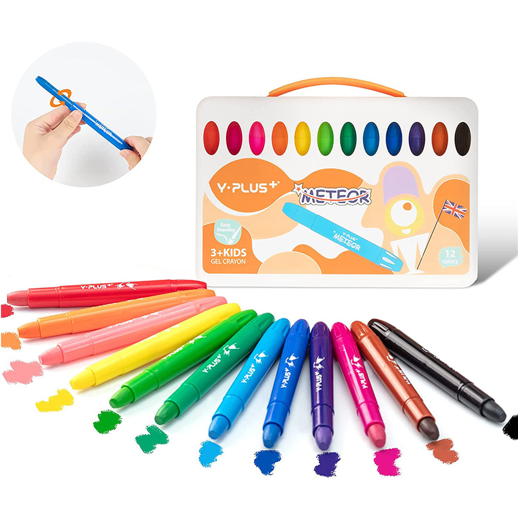 YPLUS METEOR Silky Gel Crayon Set 12 colours-1910112455640616960
