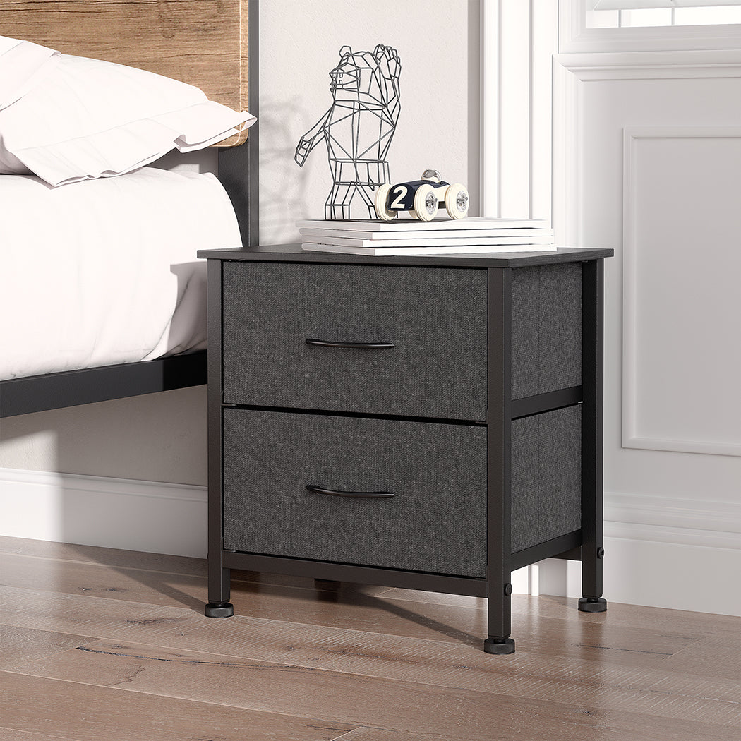 Levede Storage Cabinet Chest of 2 Drawers Dark Grey-1954802984013664263