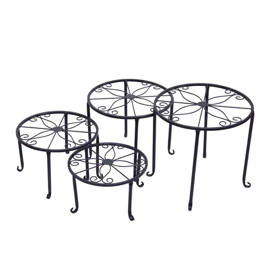 4 x Levede Metal Plant Stand Outdoor Black-1954802661220028417