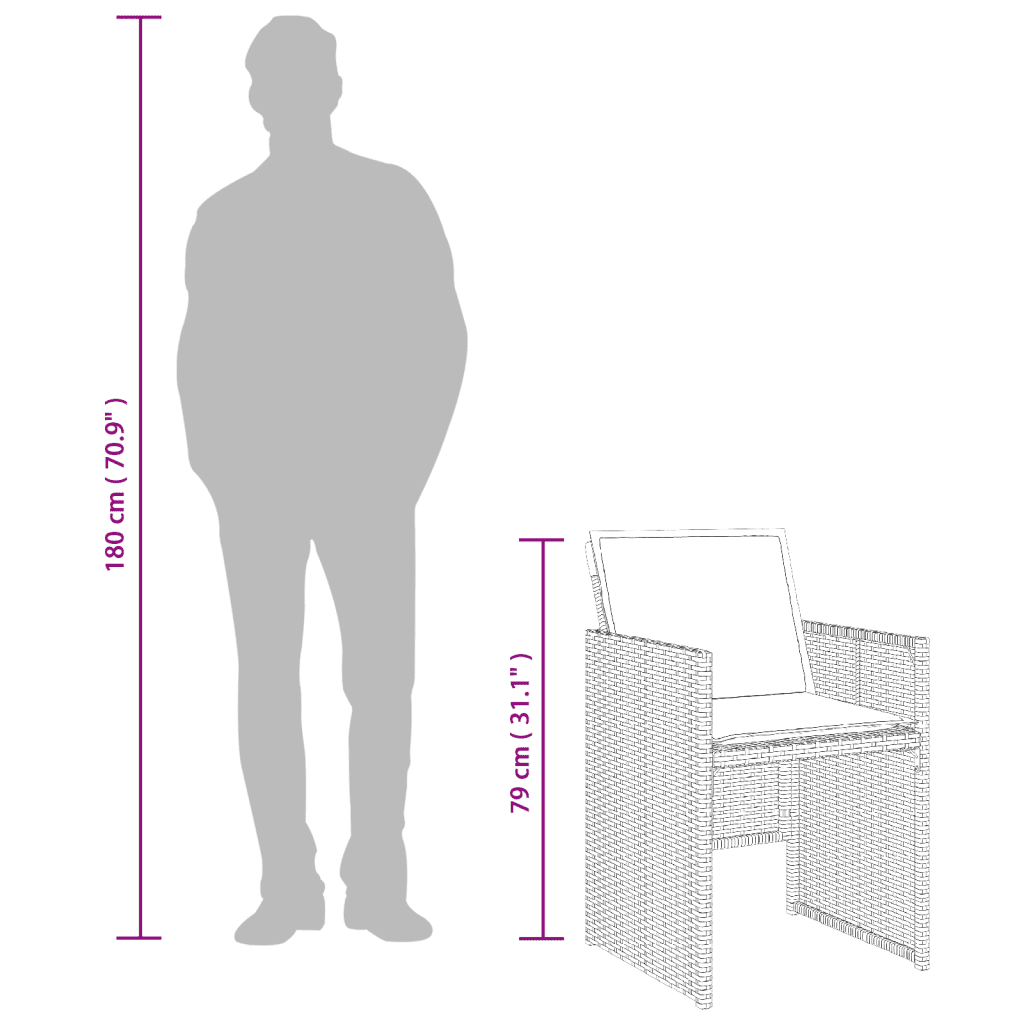 17 Piece Garden Dining Set with Cushions Grey Poly Rattan