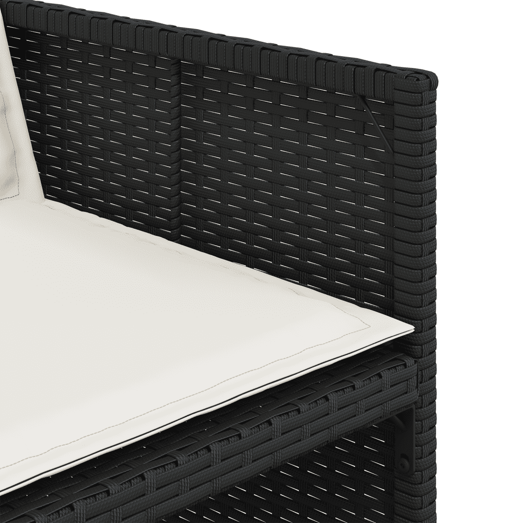 13 Piece Garden Dining Set with Cushions Black Poly Rattan