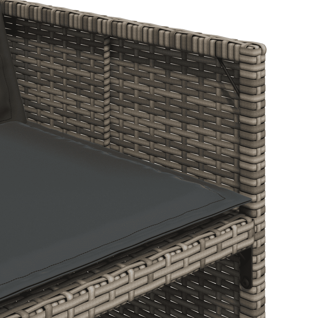 9 Piece Garden Dining Set with Cushions Grey Poly Rattan
