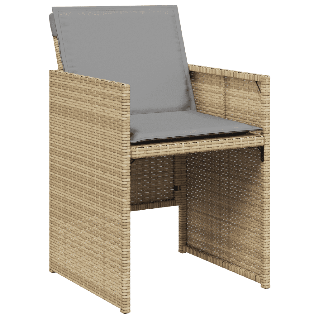 11 Piece Garden Dining Set with Cushions Mix Beige Poly Rattan