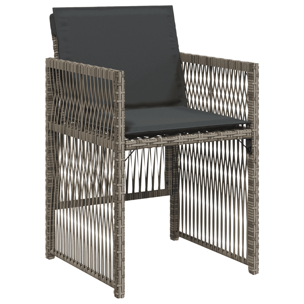 5 Piece Garden Dining Set with Cushions Grey Poly Rattan