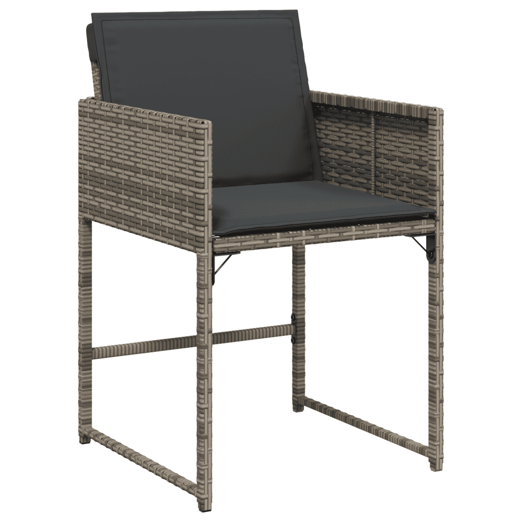 13 Piece Garden Dining Set with Cushions Grey Poly Rattan