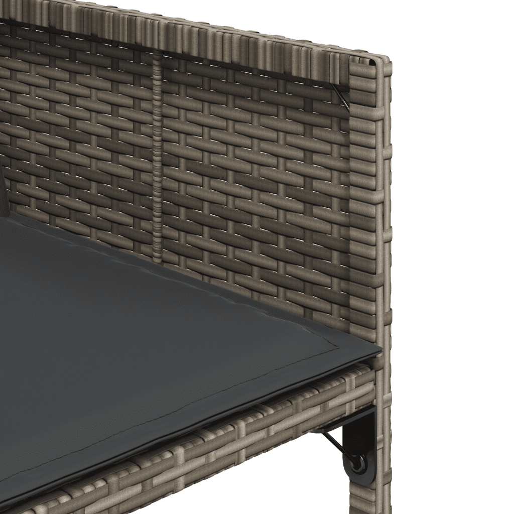 9 Piece Garden Dining Set with Cushions Grey Poly Rattan