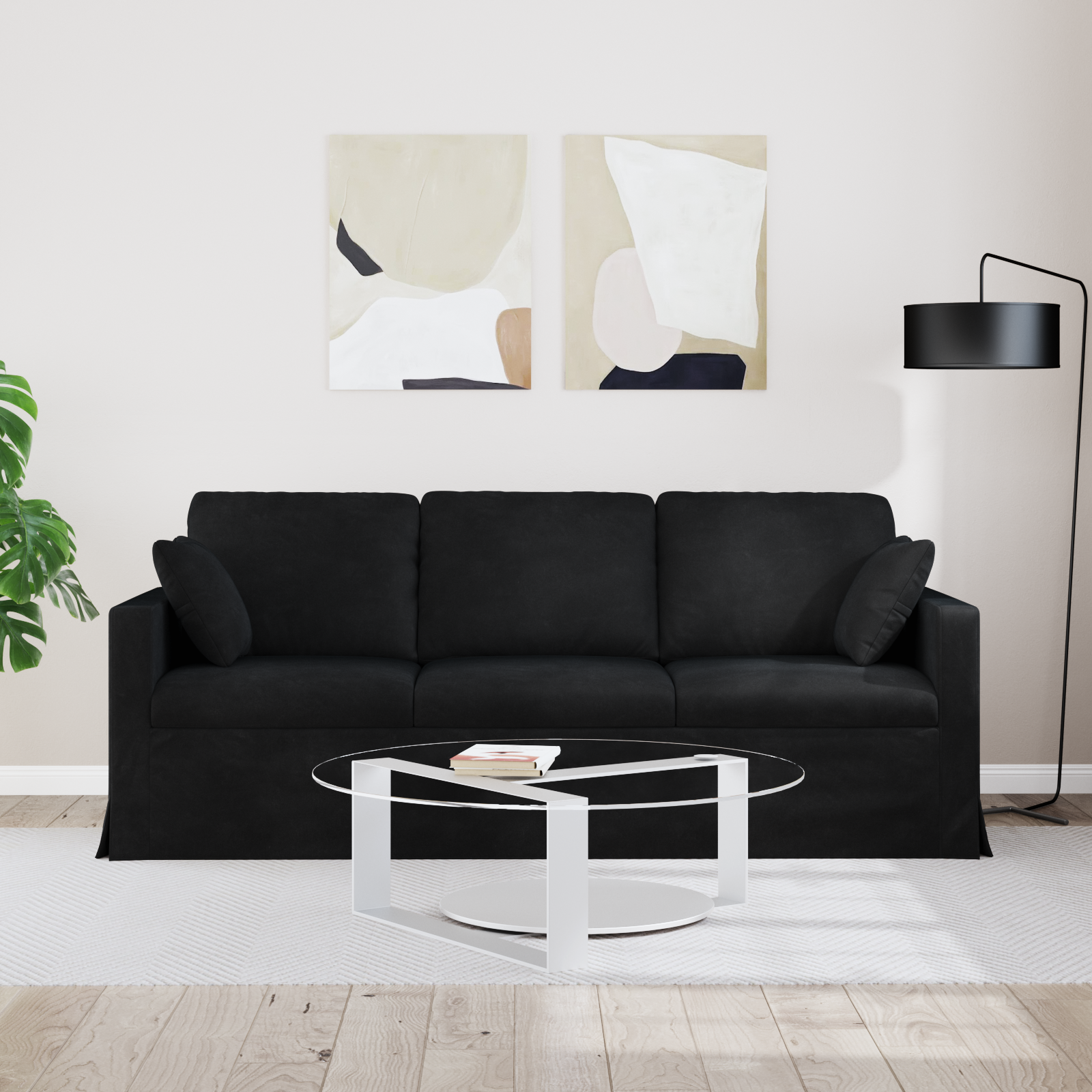 Sofa Black 198 x 78 x 80 cm Velvet
