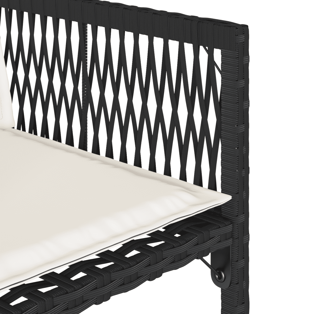 11 Piece Garden Dining Set with Cushions Black Poly Rattan