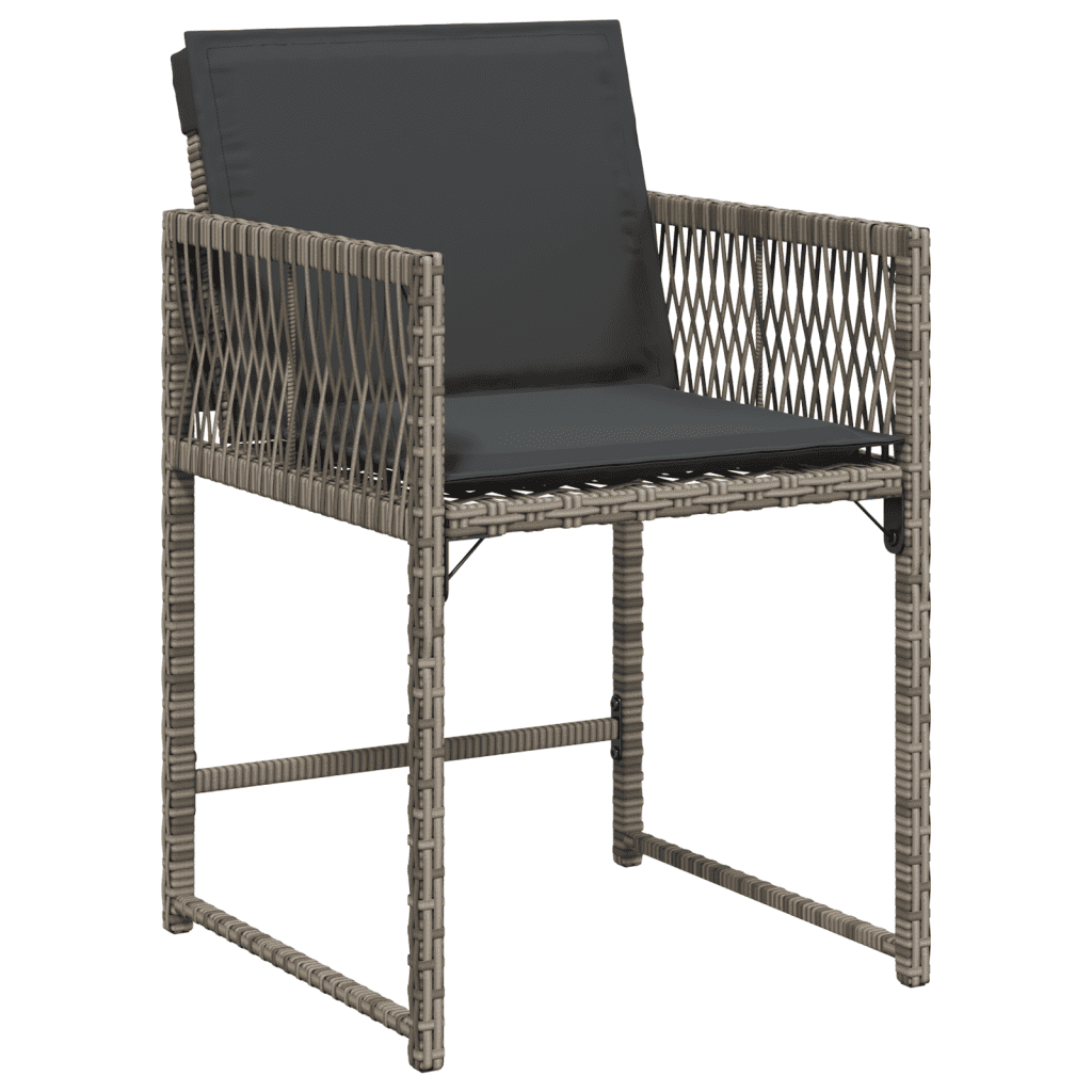 13 Piece Garden Dining Set with Cushions Grey Poly Rattan