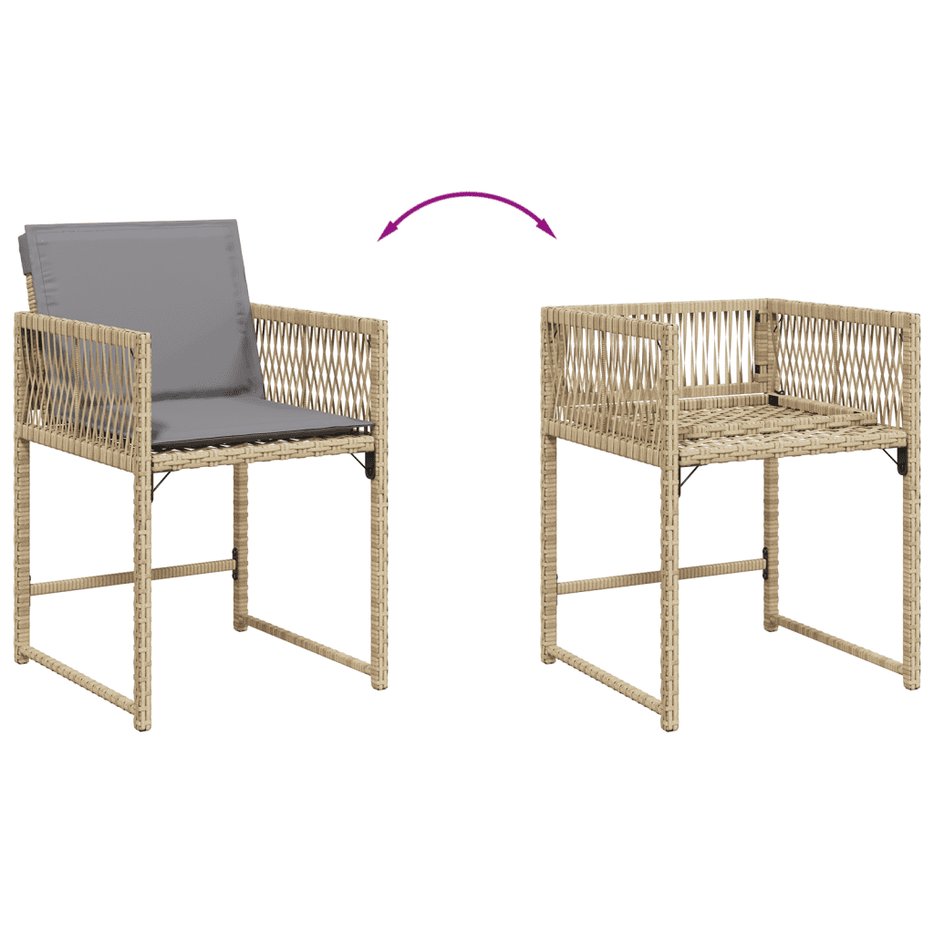 11 Piece Garden Dining Set with Cushions Mix Beige Poly Rattan