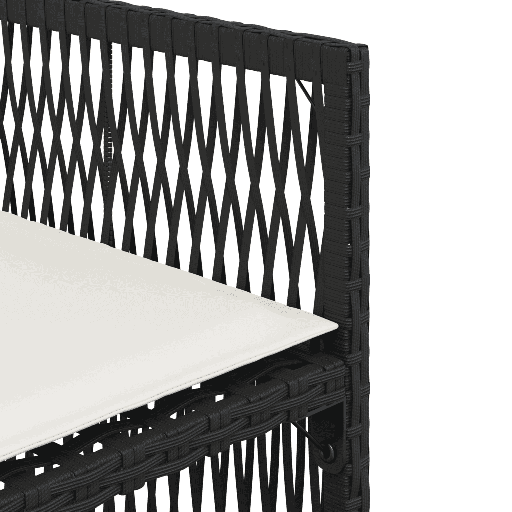 9 Piece Garden Dining Set with Cushions Black Poly Rattan