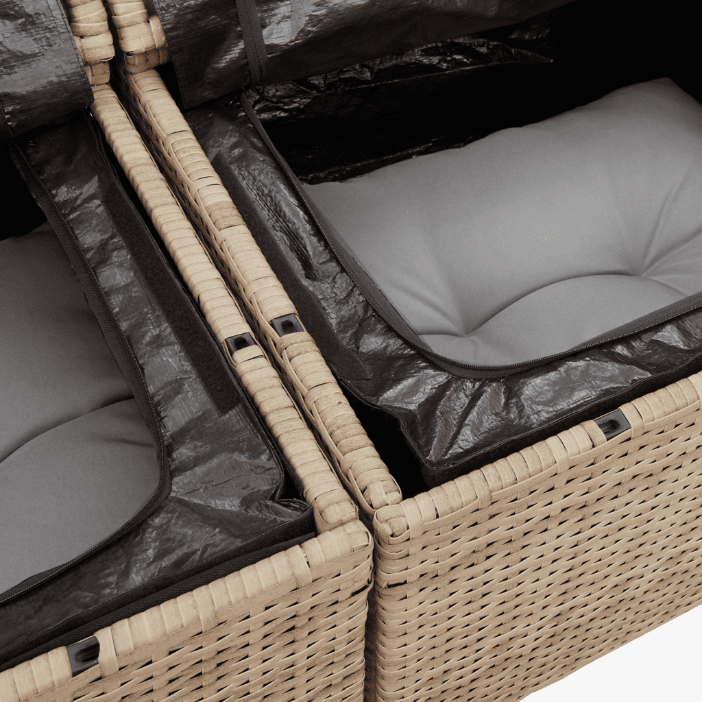 4 Piece Garden Sofa Set with Cushions Beige Poly Rattan