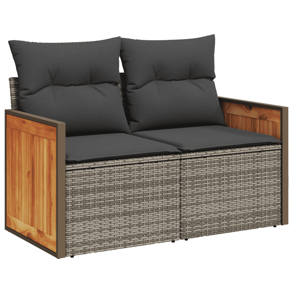 6 Piece Garden Sofa Set with Cushions Beige Poly Rattan