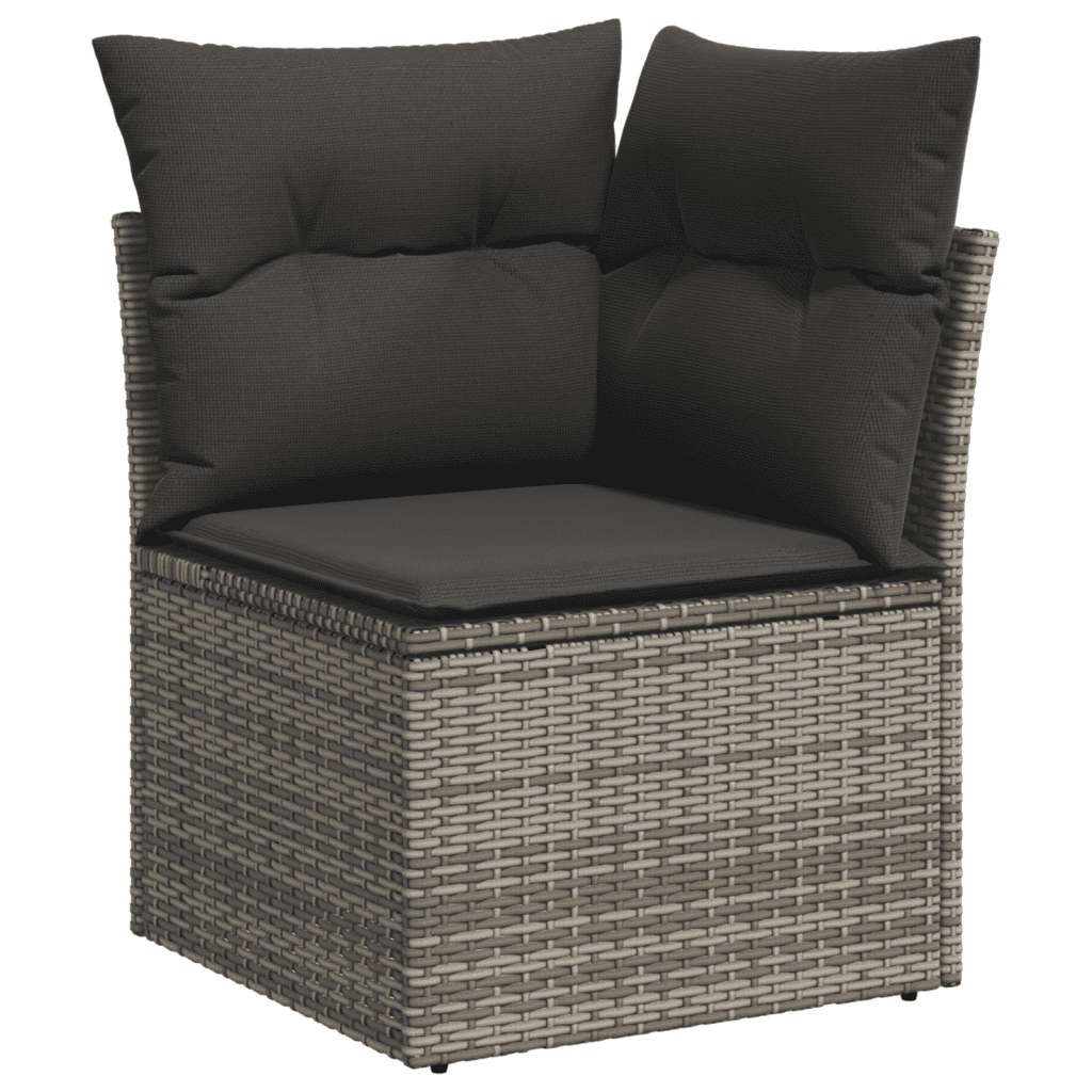 12 Piece Garden Sofa Set with Cushions Grey Poly Rattan