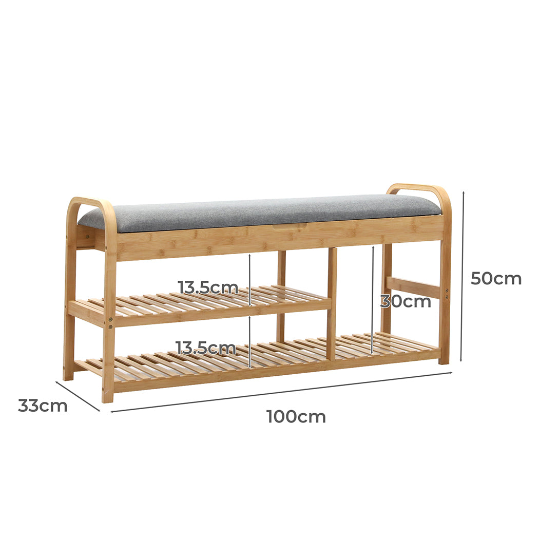 Levede Bamboo Shoe Rack Bench Entryway Seat-1954802383645184002