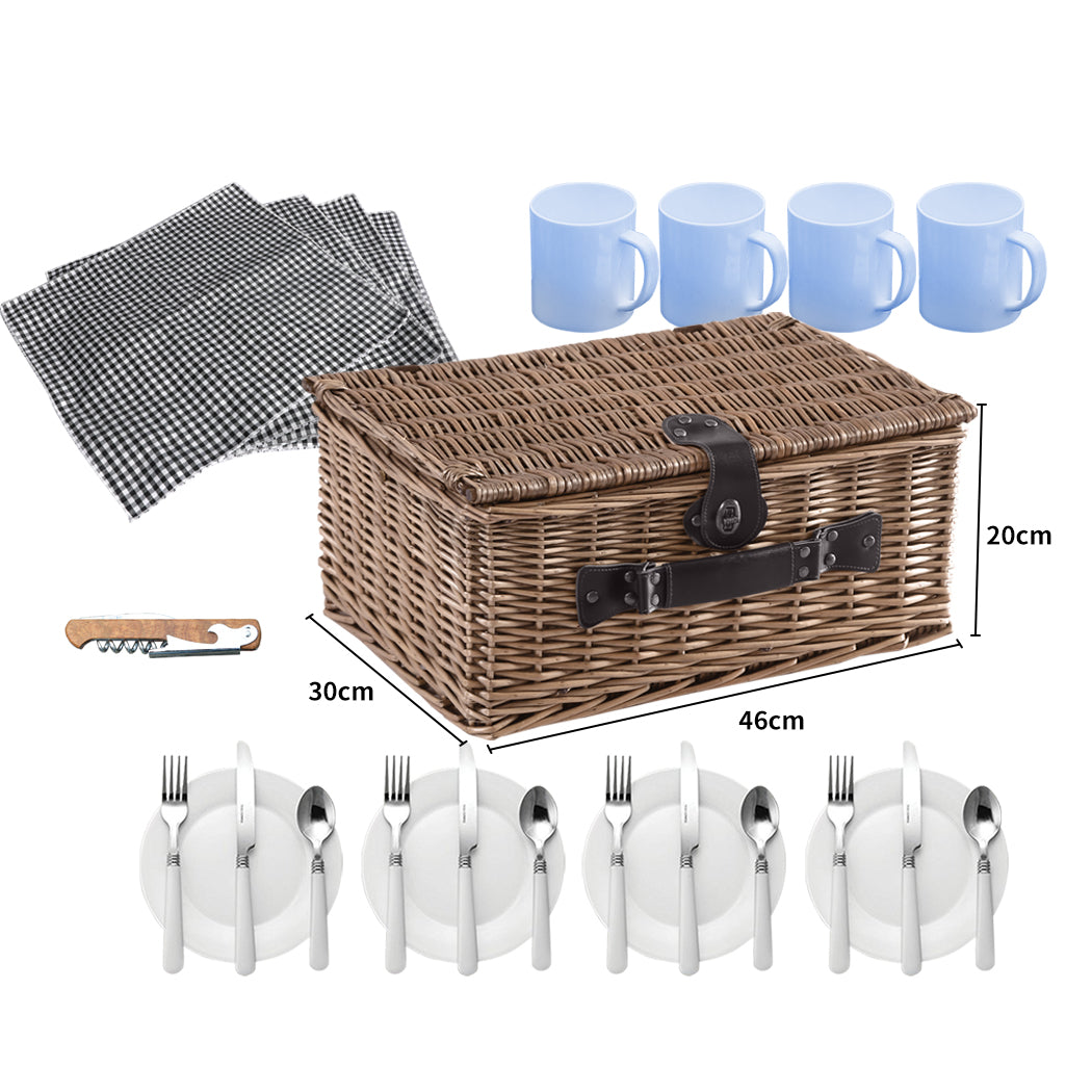 4 Person Picnic Basket Baskets Set Outdoor-1954802902056964098