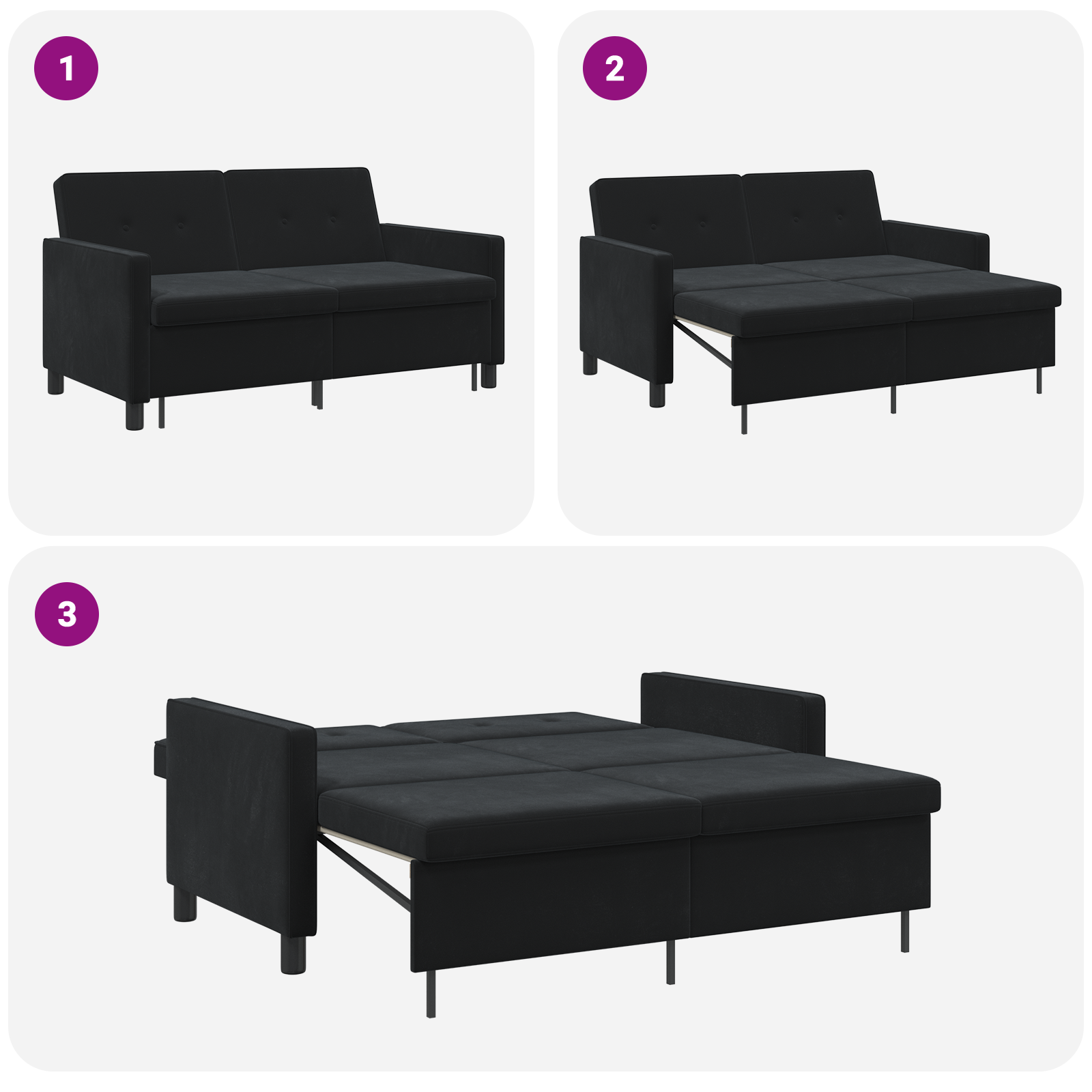Sofa Bed Black Fabric