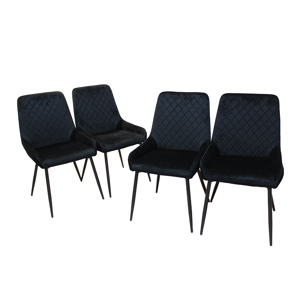 Dining Chairs x 8 Padded Seat Soft Velvet-1973193569133006856