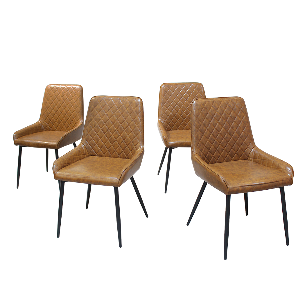 Dining Chairs x 8 Padded Seat PU Faux Leather-1973193569330139144