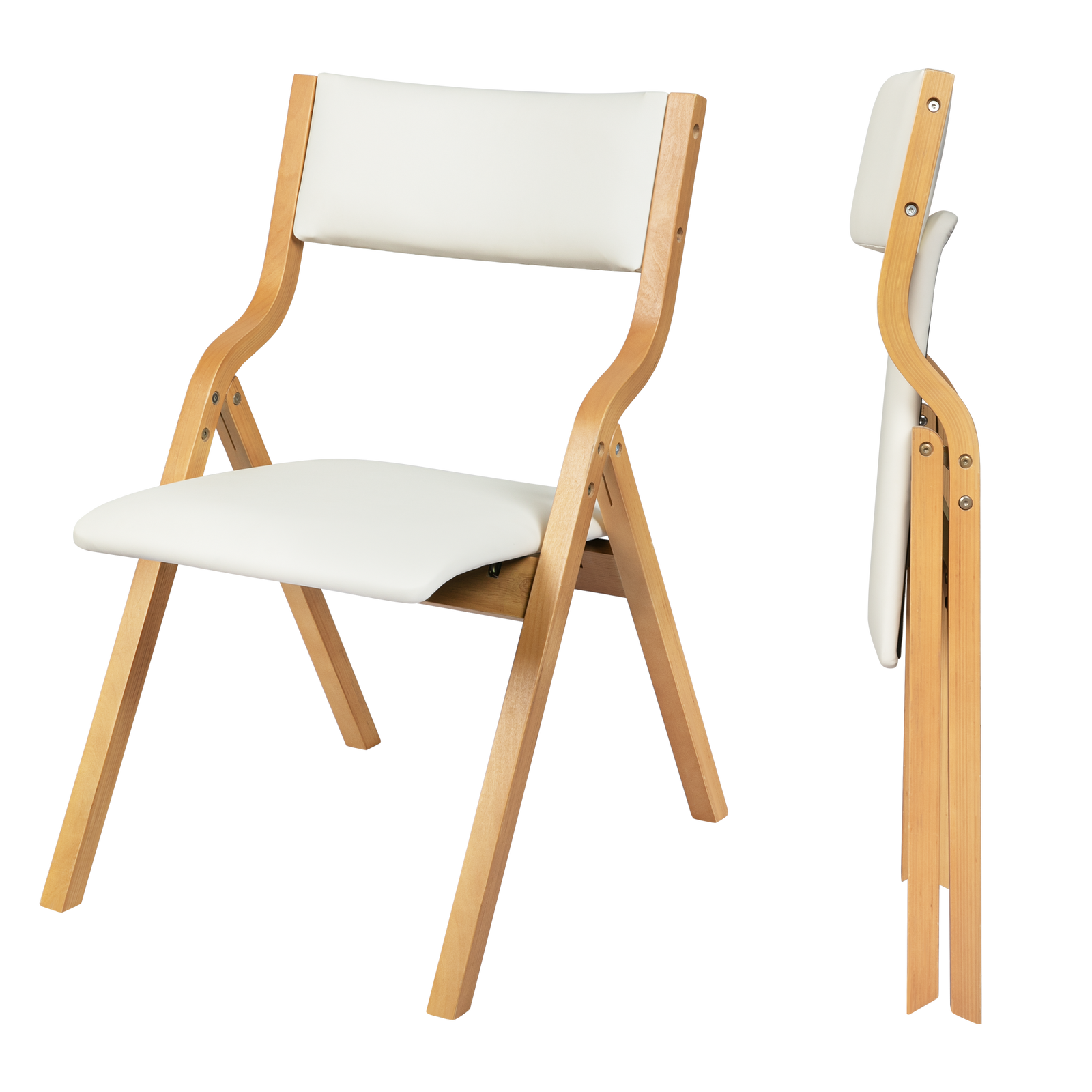 Levede 8x Dining Chairs Foldable PU Beige-1973193562644418568