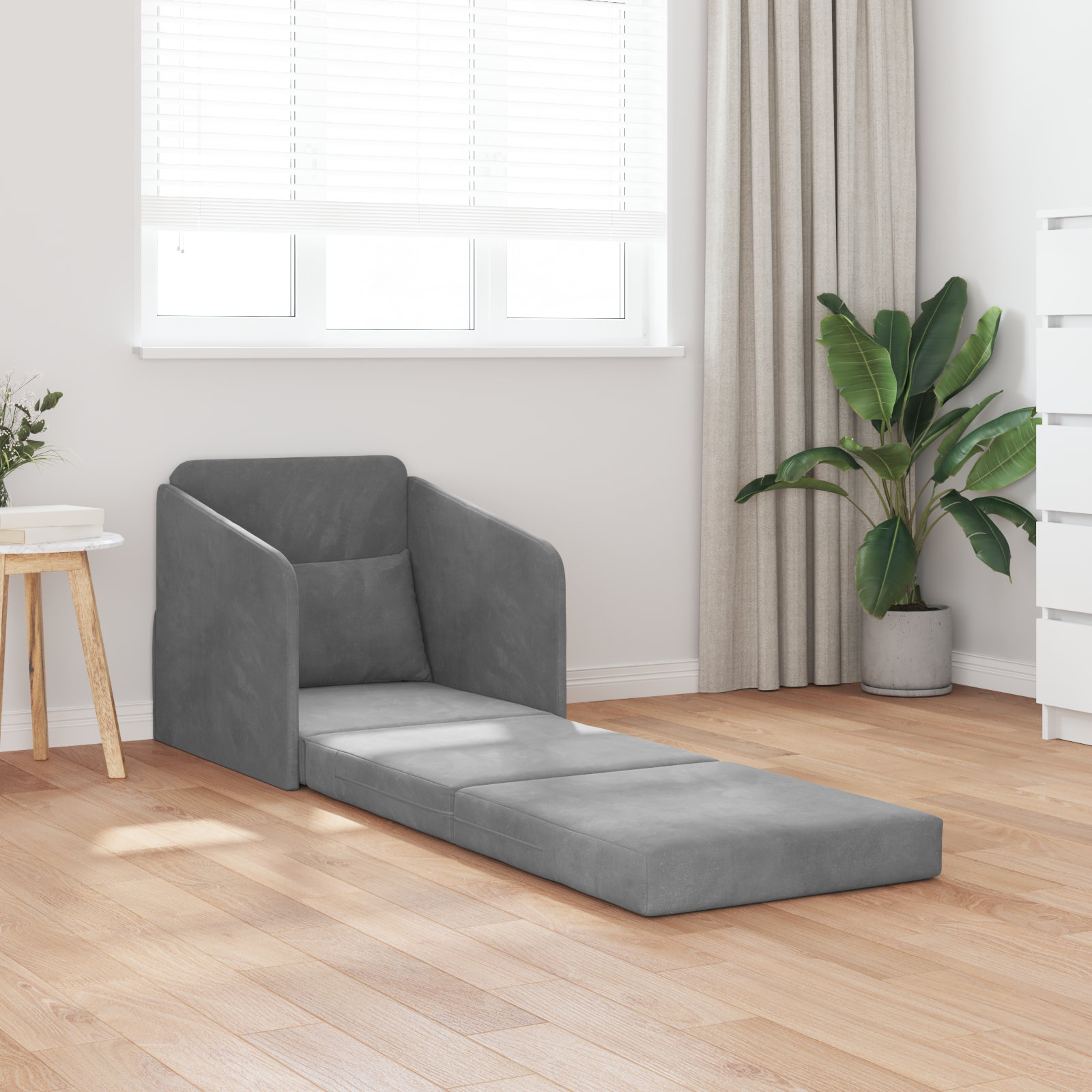 Sofa Bed Dark Grey 65 x 80 x 83 cm Velvet
