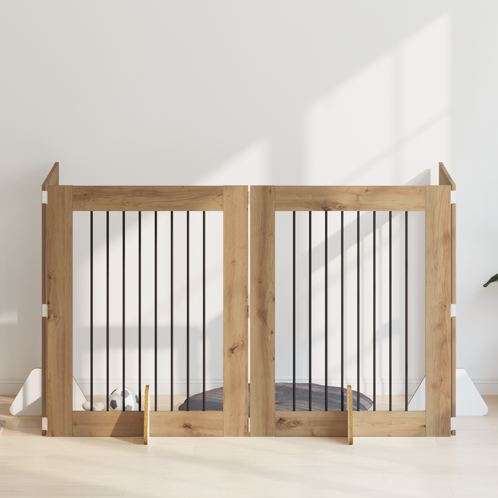 Foldable Dog Gate with Stands 4 pcs Artisan Oak 321 cm