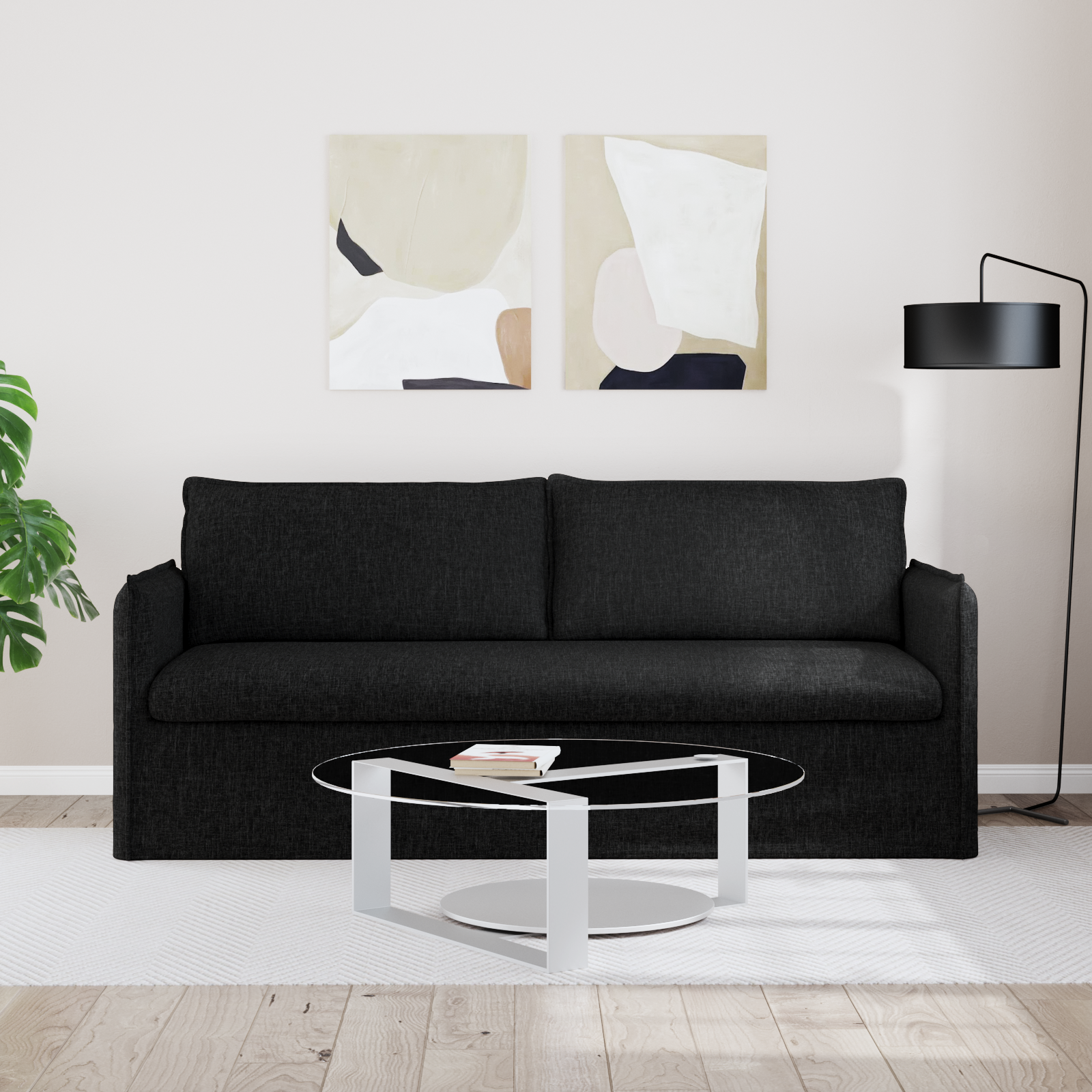 Sofa Black 196 x 82 x 85 cm Fabric