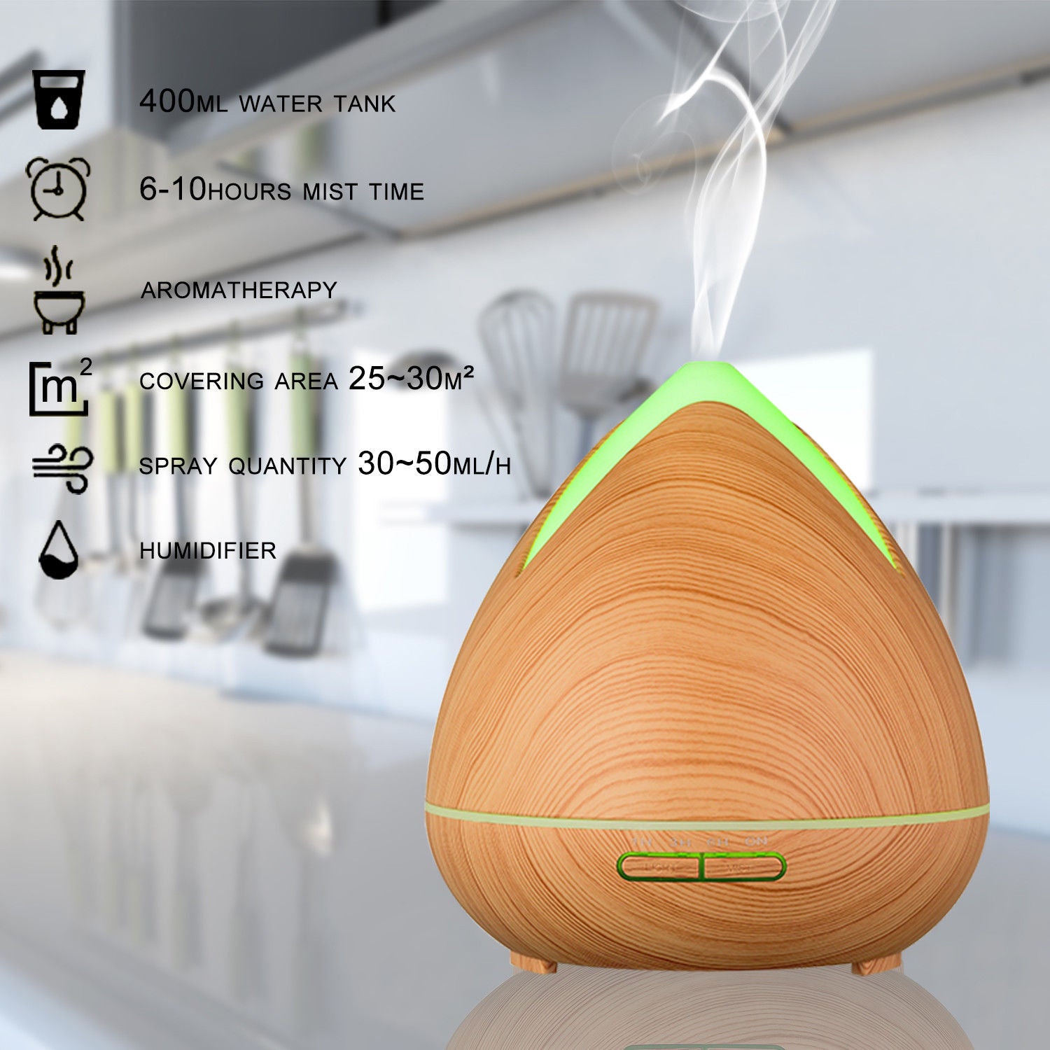 PureSpa Ultrasonic Diffuser - Light Wood-1951134805810876419