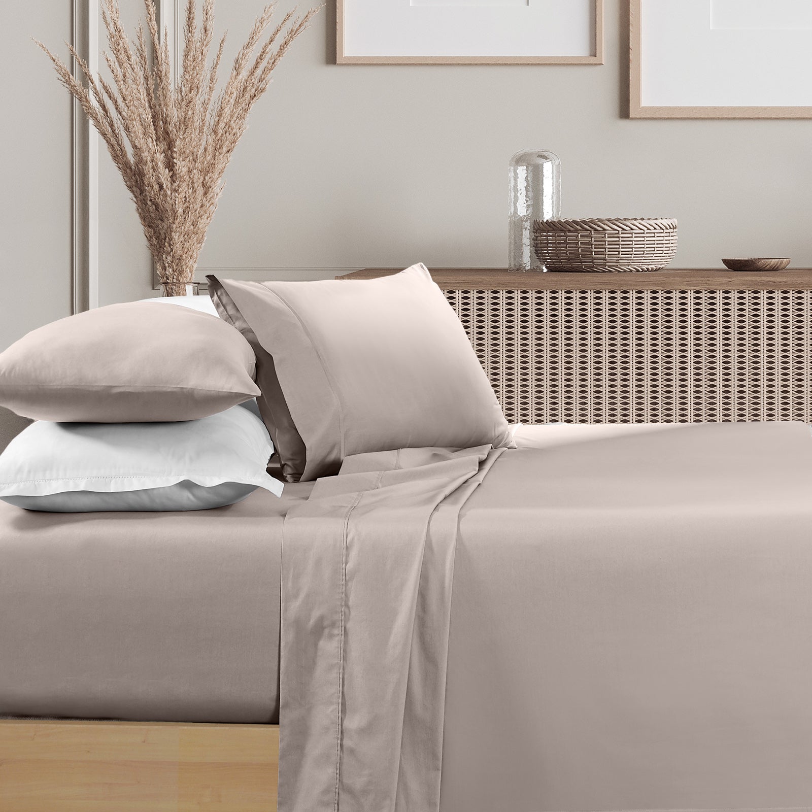 Renee Taylor 1500 Thread Count Cotton Blend Sheet Set - King - Stone-1951134872475144193