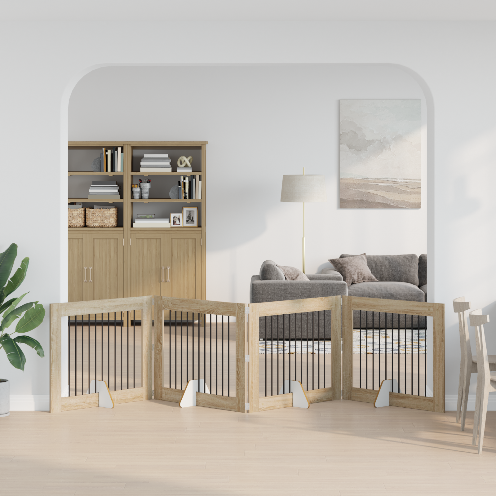 Foldable Dog Gate with Stands 4 pcs Sonoma Oak 401 cm