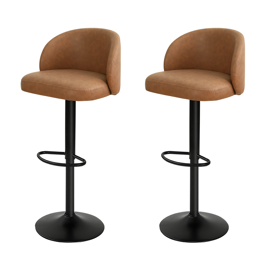 Levede 4x Bar Stool Swivel Gas Lift PU Leather Brown-1973193552427094024