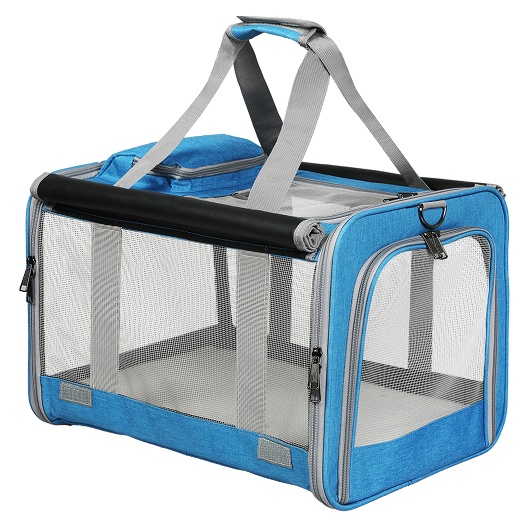 Pawz 3 in 1 Pet Soft Crate Dog Cat Carrier M Size Blue-1954802465836765192
