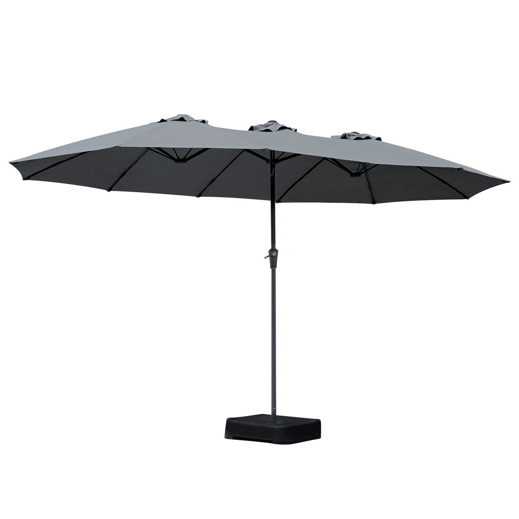 Centra 4.5M Double-sided Patio Umbrella Outdoor Umbrella Base Stand Grey-1954802422140506120