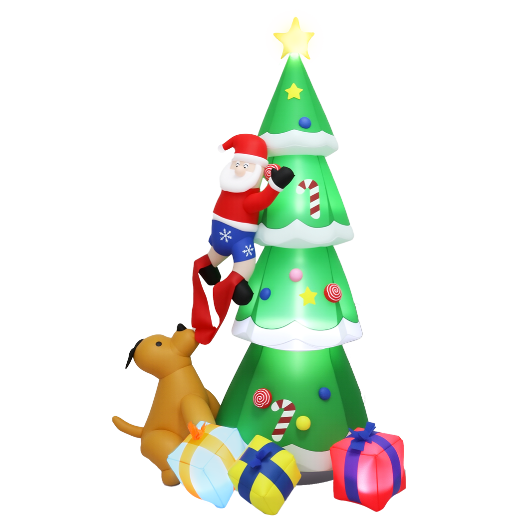 Santaco Inflatable Christmas 2.4M Xmas Tree Santa Claus-1973194174362685448