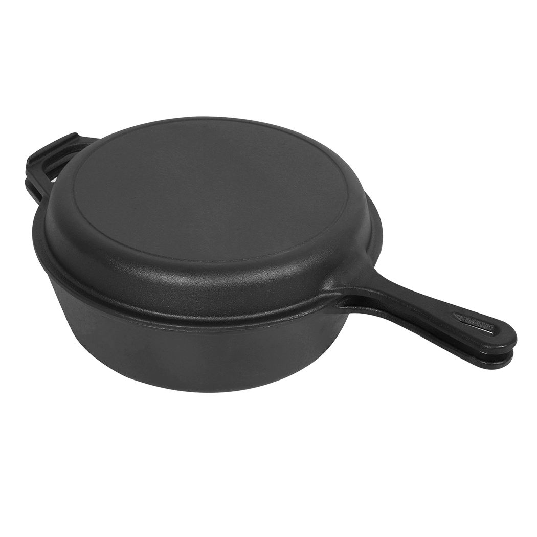 Toque Cast Iron Skillet Set 3-in-1 with Dutch Oven Lid-1973194189445402632
