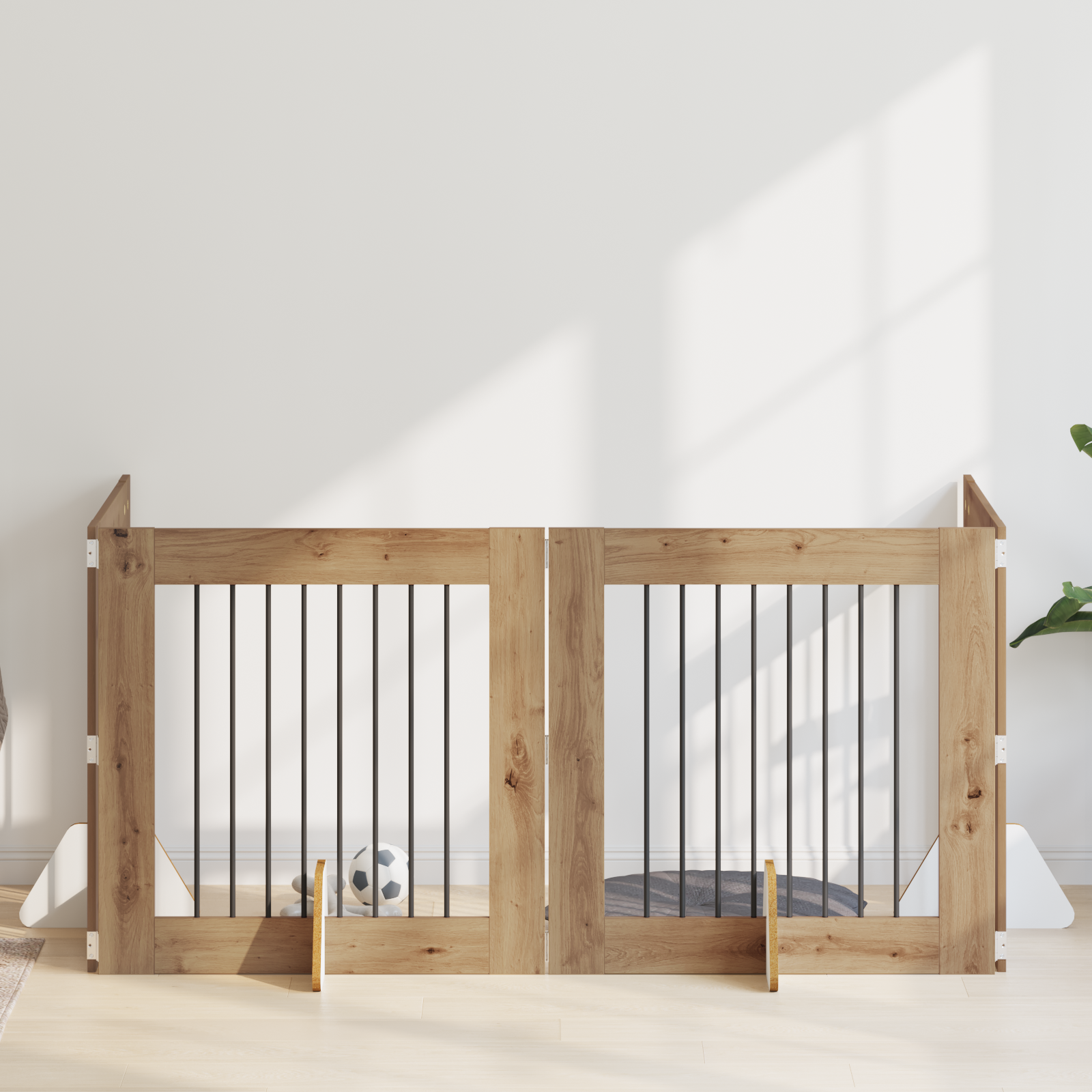 Foldable Dog Gate with Stands 4 pcs Artisan Oak 321 cm