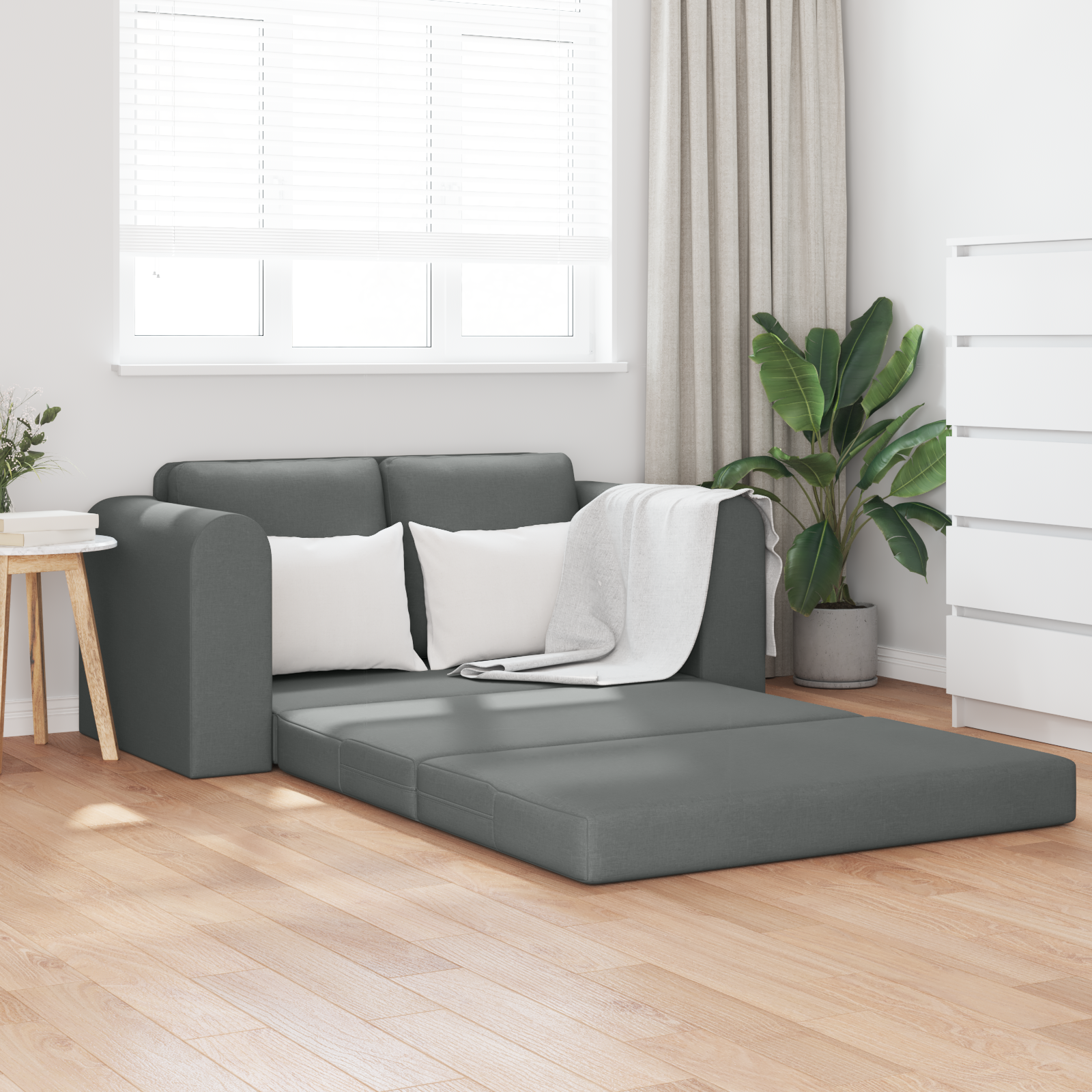 Sofa Bed 60cm Dark Grey Fabric