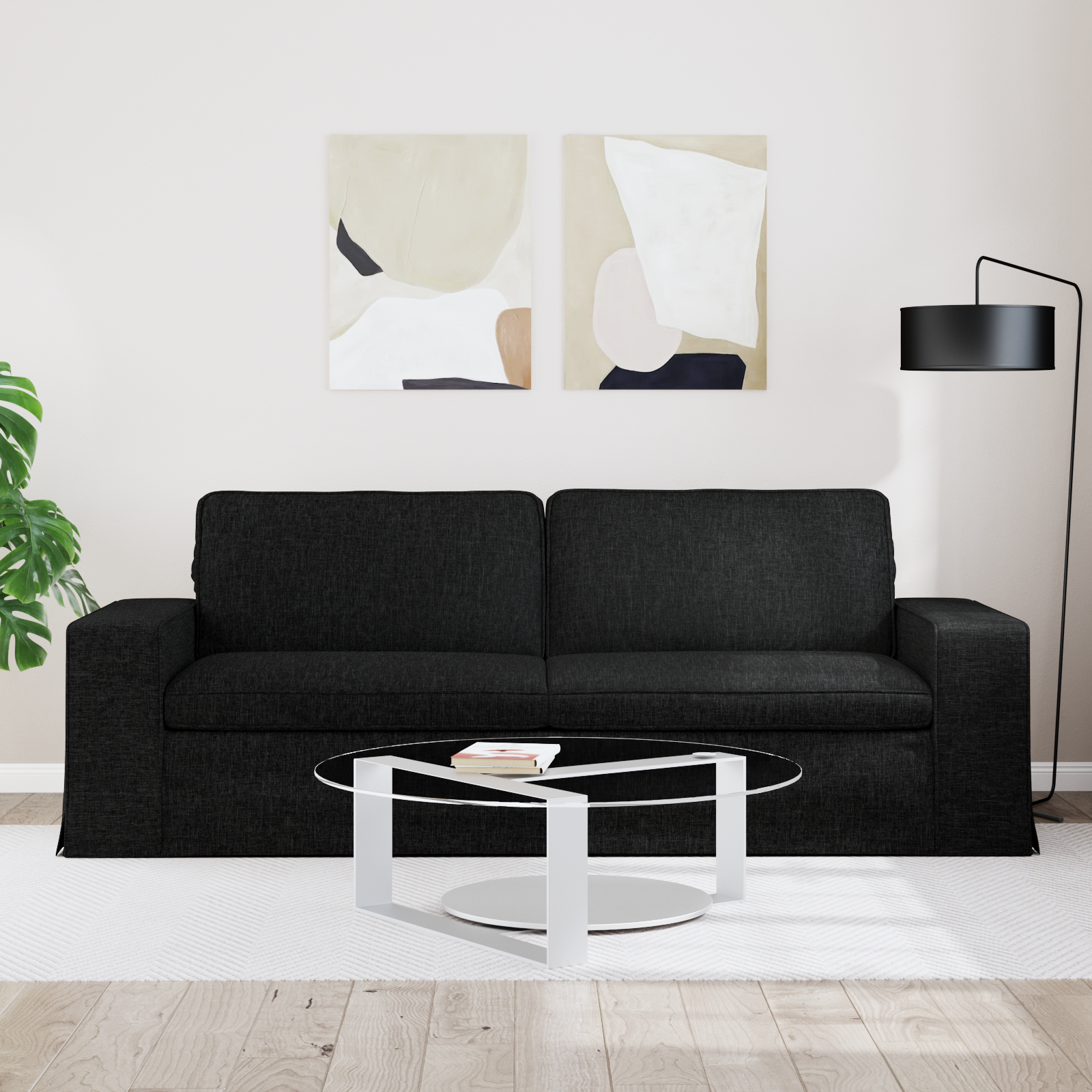 Sofa Black 222 x 80 x 82 cm Fabric