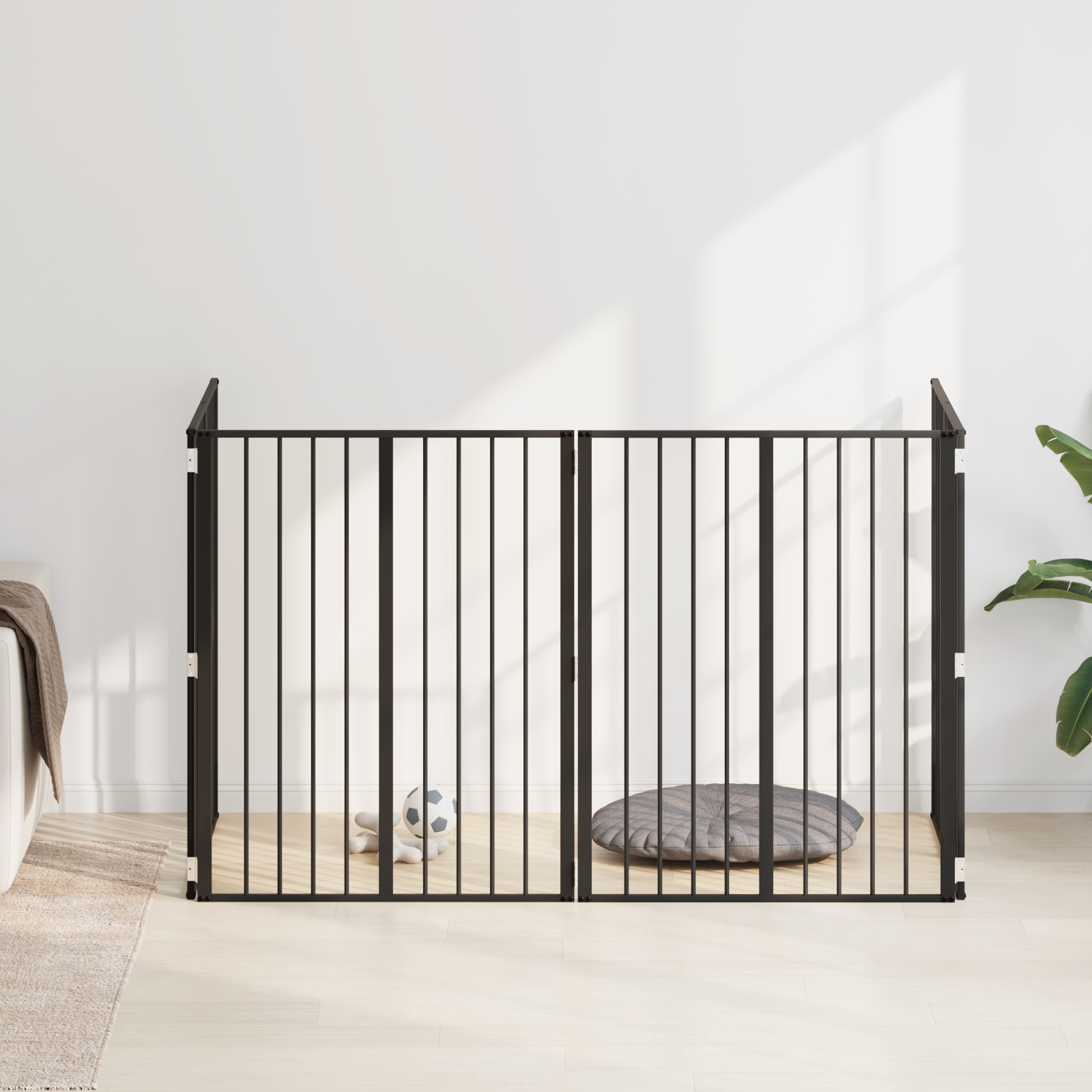 Dog Gate 4 pcs Black 80 x 100 cm Galvanised Steel