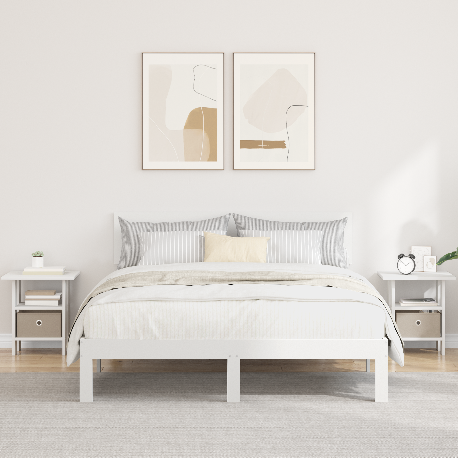 Bedside Table 2 pcs White 41 x 40 x 45 cm Engineered Wood