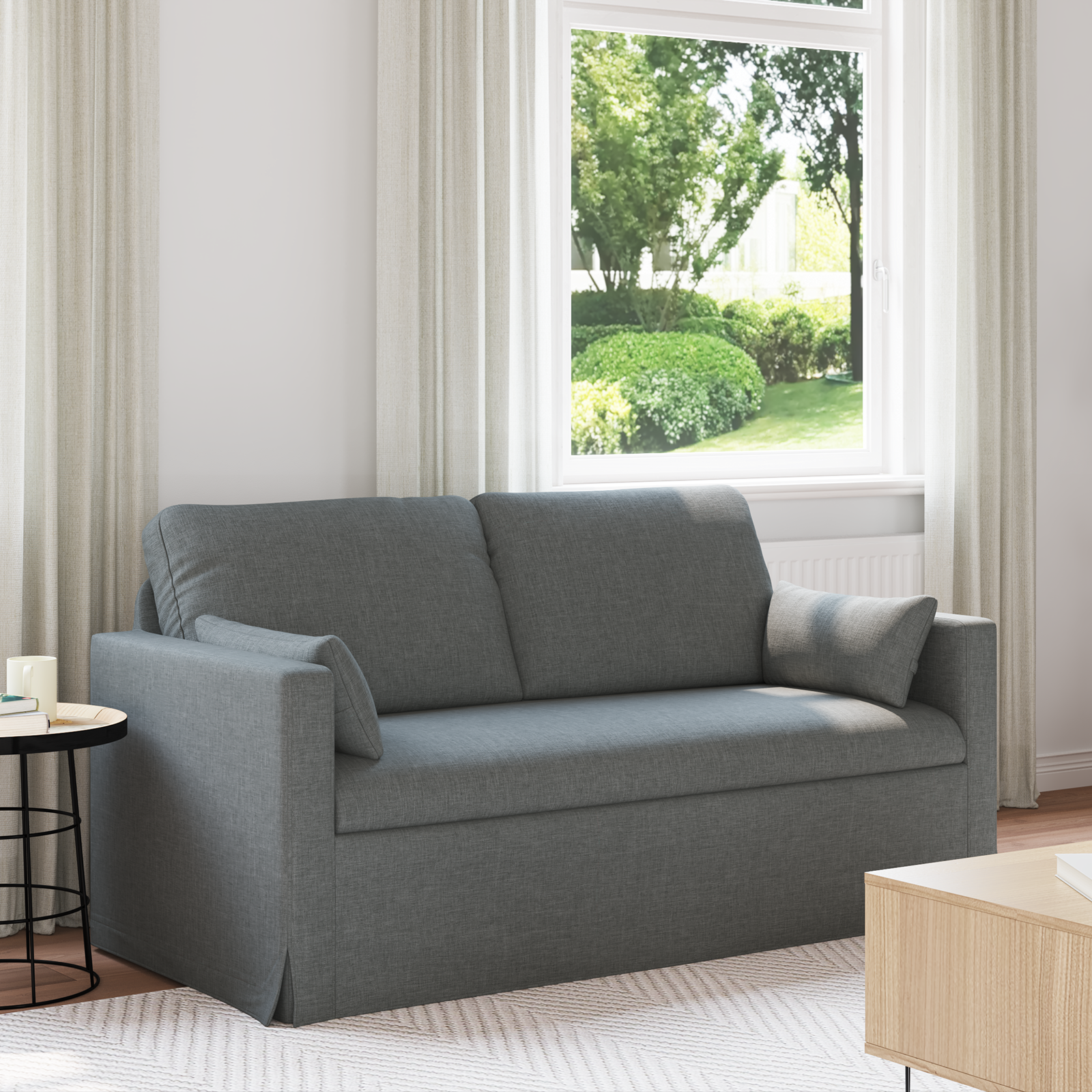 Sofa Dark Grey 158 x 78 x 80 cm Fabric